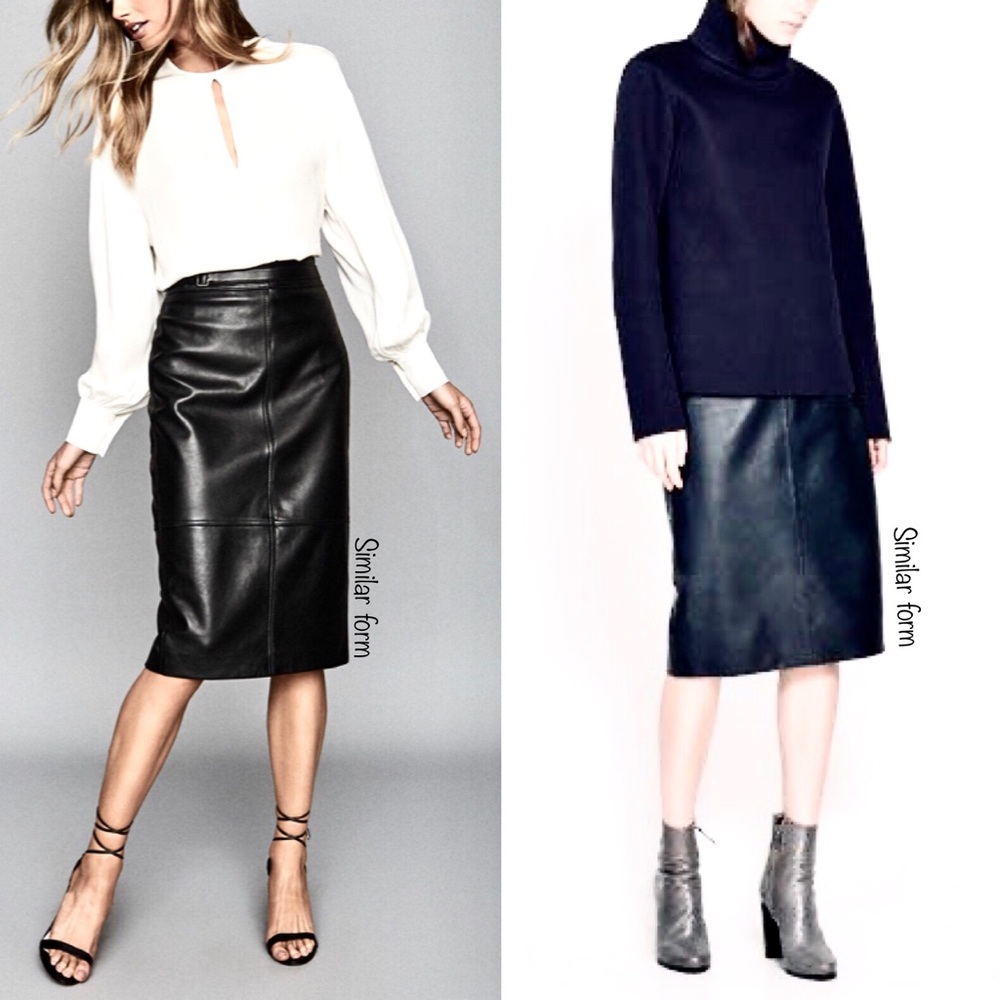 JEWELS JULIE KNAPP⚡️Genuine Leather Midi Skirt_4